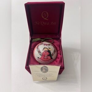 Ne' Qwa Art Blown Glass Christmas Ornament Heart For You Original Velvet‎ Box